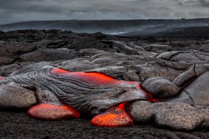 Hot lava field at Kilauea