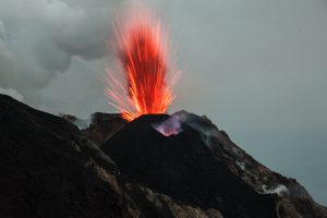Eruption of volcano Stromboli