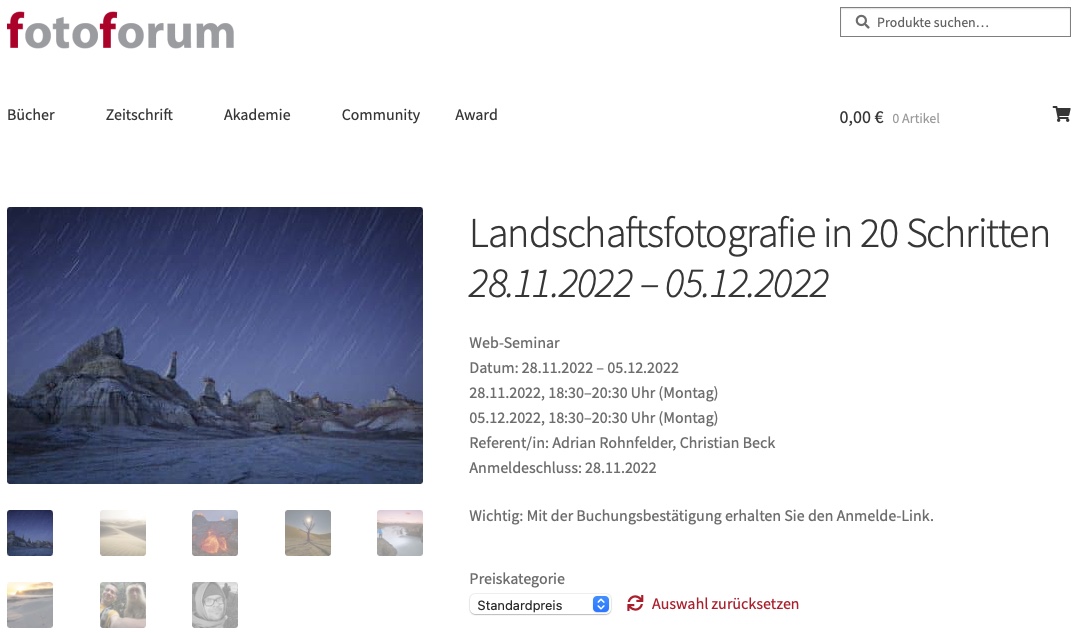 Webinar „Landschaftsfotografie in 20 Schritten“