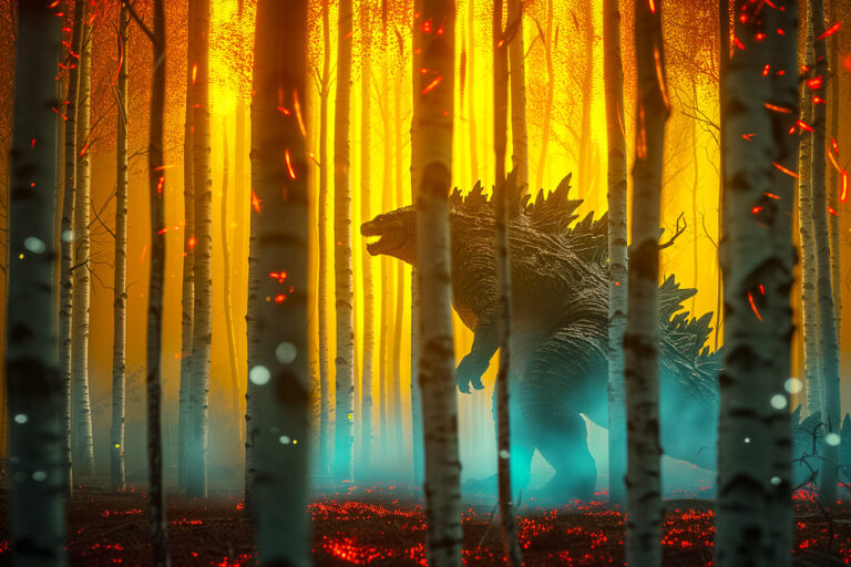 adrianrohnfelder_Godzilla_walking_in_a_forest_of_large_thin_bir_401799f4-17ca-4234-9b8c-6110052cb426