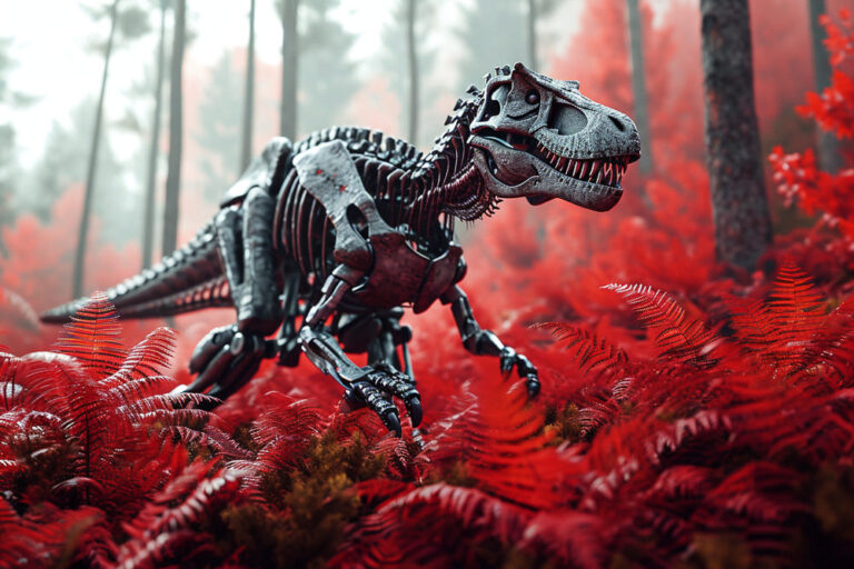 adrianrohnfelder_Grey_cyborg_robotic_Tyrannosaurus_rex_is_walki_6e05d321-e867-4578-a371-98be2cc35319