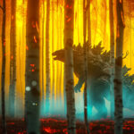 adrianrohnfelder_Godzilla_walking_in_a_forest_of_large_thin_bir_401799f4-17ca-4234-9b8c-6110052cb426